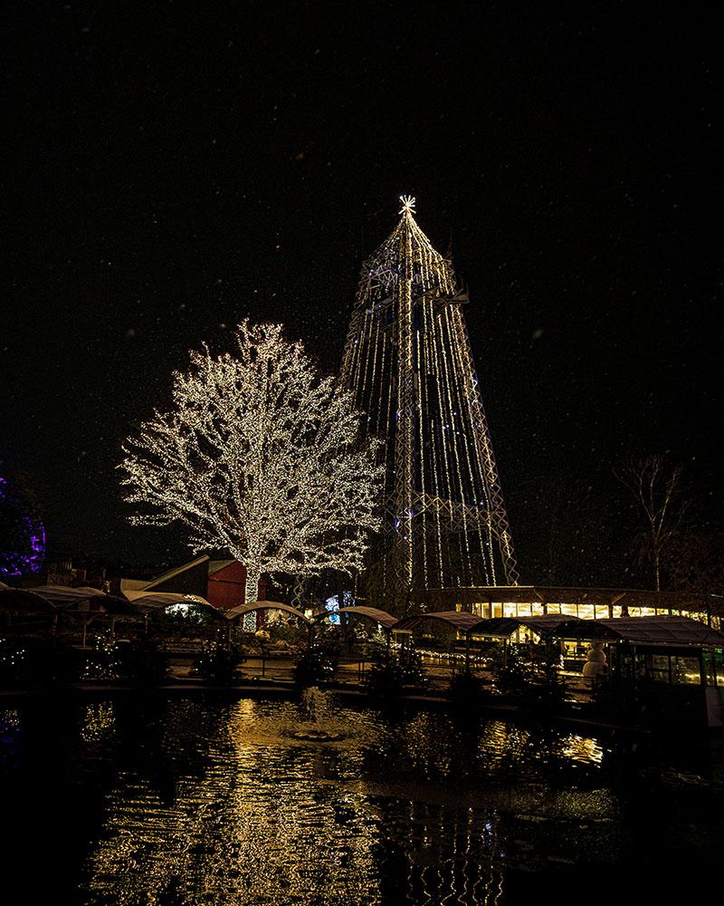 Jul i Friheden 2023 Træ med lyst og Sky Tower