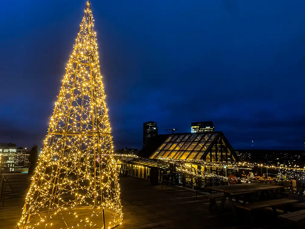 Julelys i Aarhus Salling rooftop