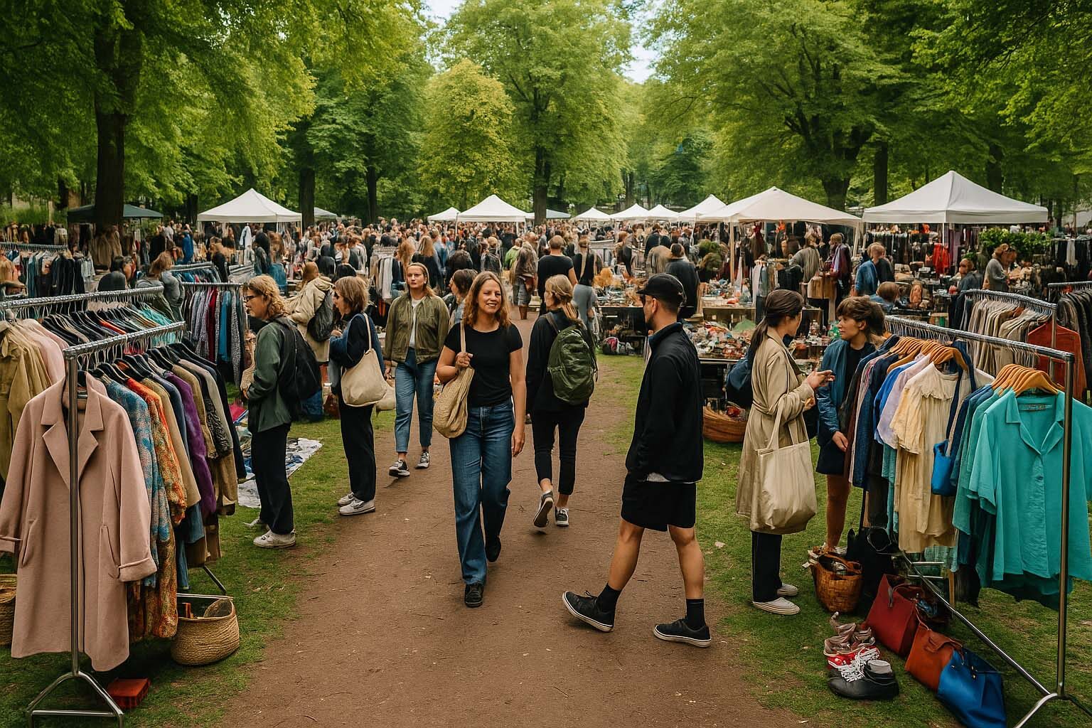 Flagstang Markeder i Mølleparken - AI genereret
