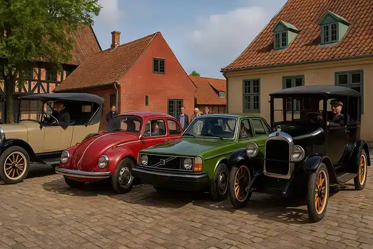 Veteranbiler i Den Gamle By - AI genereret