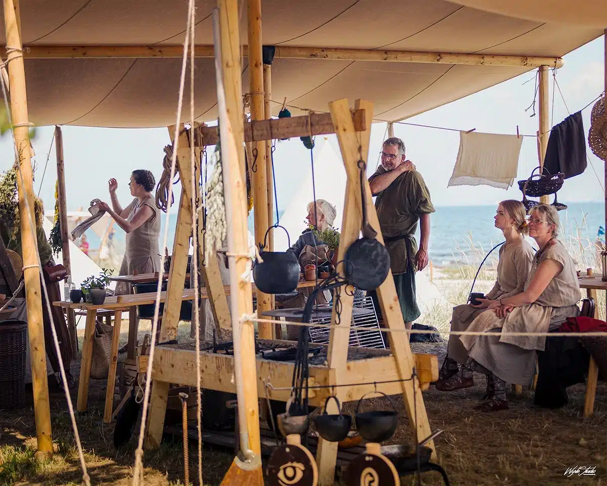 Vikingedage lejrliv med mad over ild - Foto Wyrle Studio