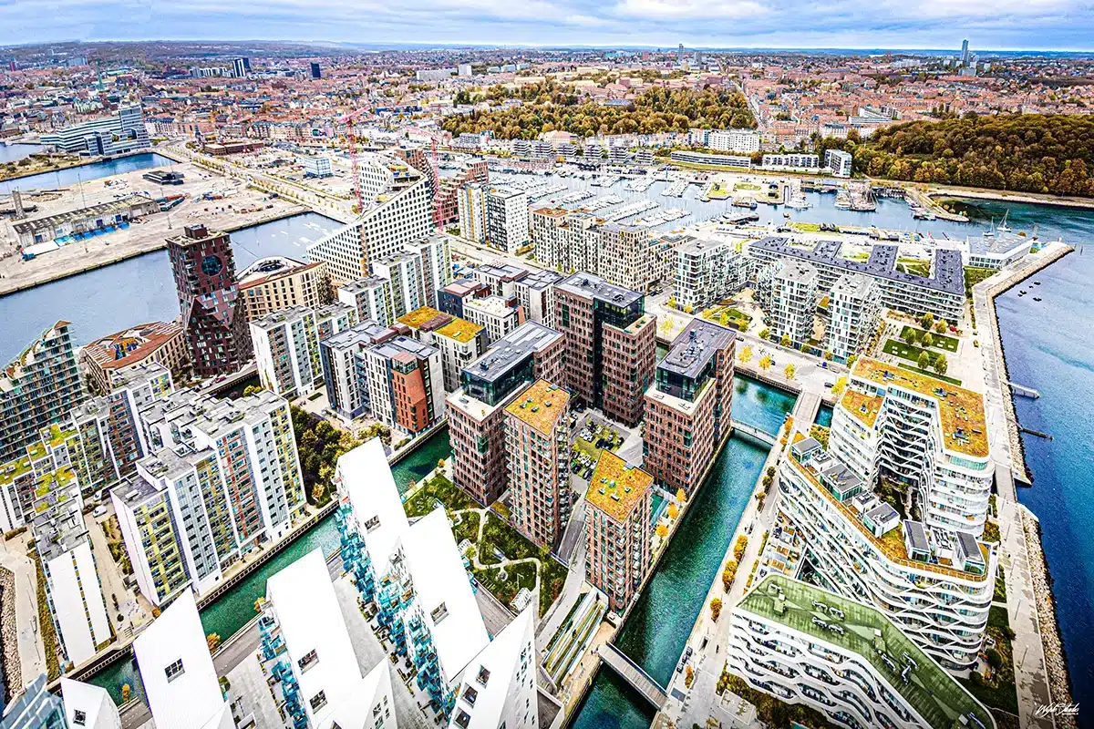 Udsigt fra Lighthouse over Aarhus Ø og havnen