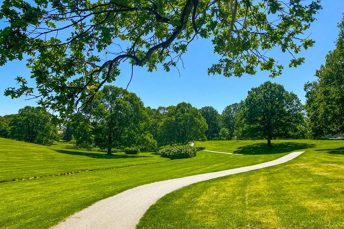 Snoet sti gennem bakker og natur i Universitetsparken