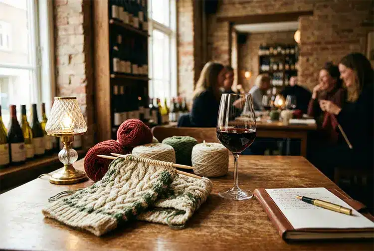 Bebida de punto en BARe VIN AI » Aarhus Inside Teje y bebe en BARe VIN AI