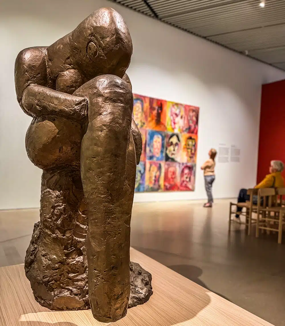 Bronze sculpture in front of the work Man First, Svend Wiig Hansen at ARoS